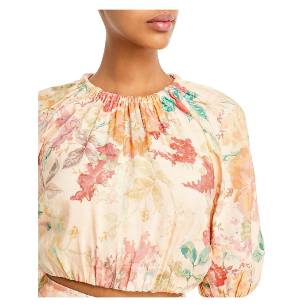SIGNIFICANT OTHER Womens Pink Back Elastic Trim Short Sleeve Crop Top 8 - Picture 3 of 3